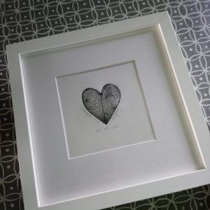 framed heart etching by Anne O'Donnell